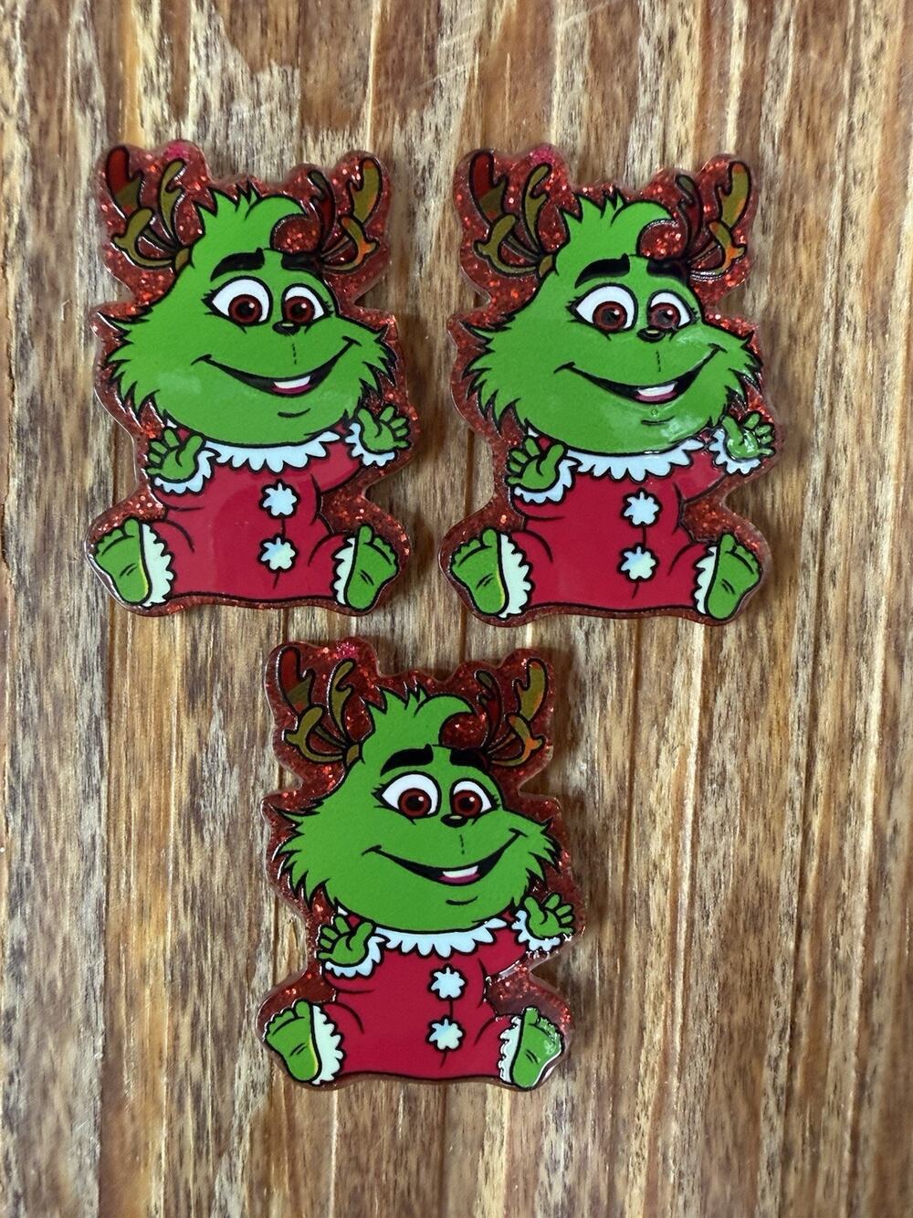 3 Pc Baby Reindeer Grinch Acrylic Flatbacks